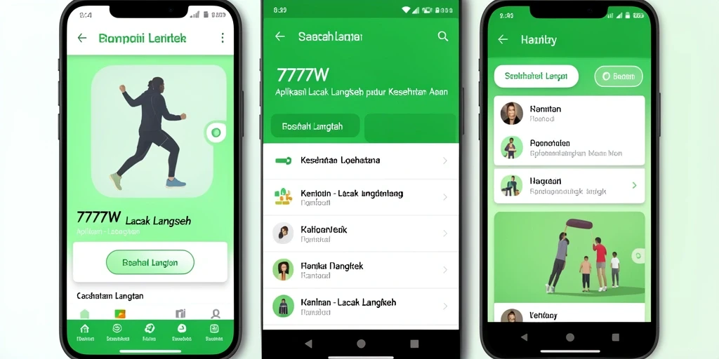 Antarmuka pengguna aplikasi Lacak Langkah 7777W yang menarik.