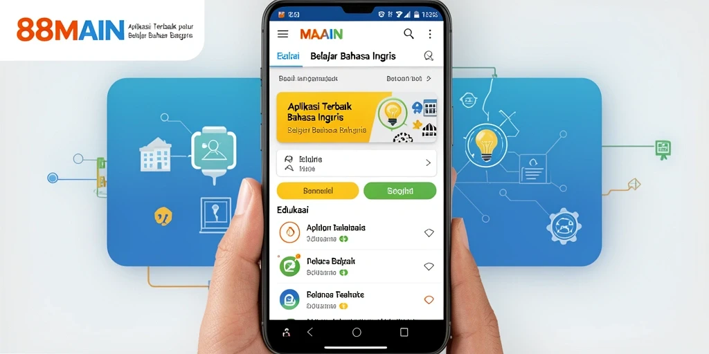 Tampilan antarmuka aplikasi Belajar Bahasa Inggris yang menarik dan interaktif.