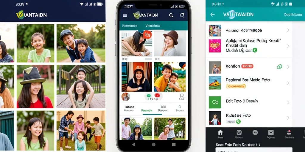 Tampilan antarmuka VANTAIDN yang user-friendly dan fitur kolase yang menarik.