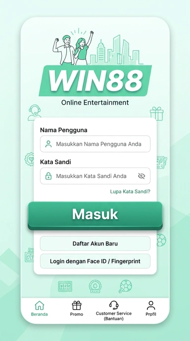 Tampilan halaman login win88